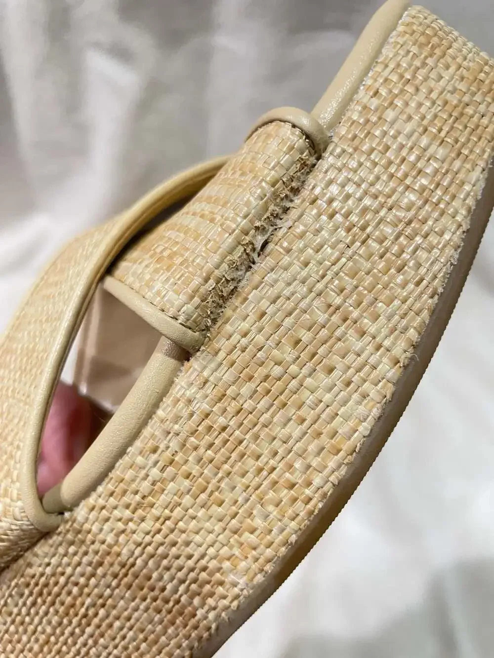 J.Crew Factory Raffia Crisscross Platform Wedge Sandals Size 8 Natural Beige